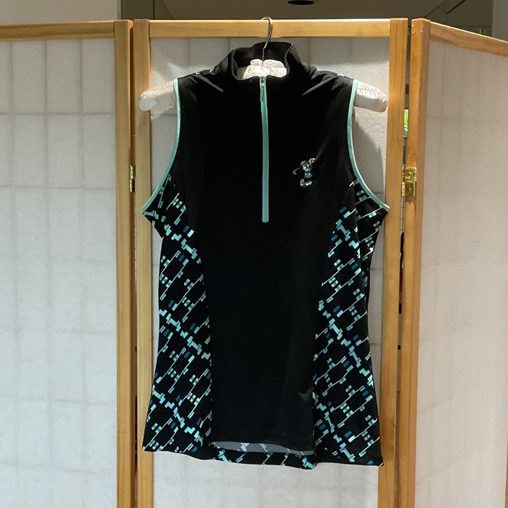 Black and Teal Women's Golf Top Disney Logo
